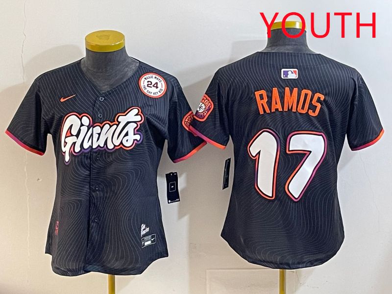 Youth San Francisco Giants #17 Ramos Black Joint Name 2025 Nike MLB Jersey style 10